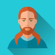Ginger man with beard and moustache square flat icon