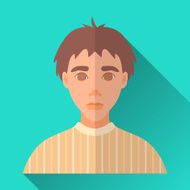 Young boy in yellow pullover square flat icon