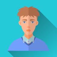 Skinny young man square flat icon