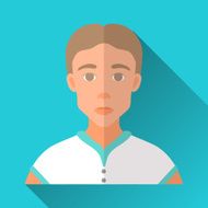 Skinny young man in sport shirt square flat icon