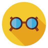 Flat Accessory Glasses Circle Icon with Long Shadow N2