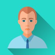 Businessman in blue shirt square flat icon