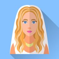 Wedding day bride blue square flat icon with shadow N4