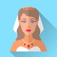 Wedding day bride blue square flat icon with shadow N6