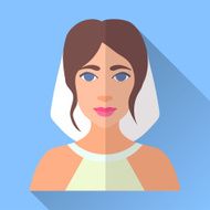 Wedding day bride blue square flat icon with shadow N7