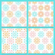 Colorful flowers on white background set of seamless patterns