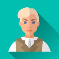 Young blonde aristocratic man square flat icon