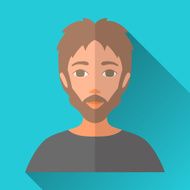 Man with beard and moustache square flat icon