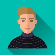 Elegant hipster man in sweater square flat icon