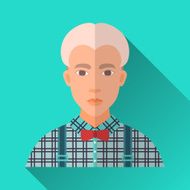 blonde hipster man in stylish clothing square flat icon