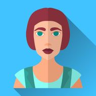Fashionable young woman with short hair flat icon shadow