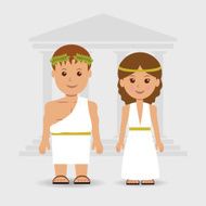 Man and a woman in Greek robes