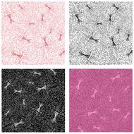 Set of hand drawn doodle seamless pattern with hearts N2