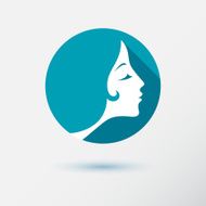 The woman fashion icon or logo with flower Contour lines