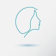 The woman fashion icon or logo with flower Contour lines N5