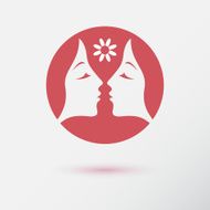 The woman fashion icon or logo with flower Contour lines N6