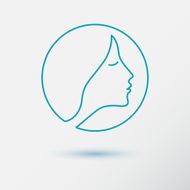 The woman fashion icon or logo with flower Contour lines N7