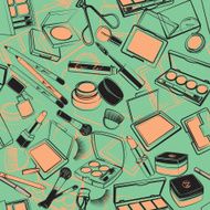 Seamless pattern with cosmetics and make up