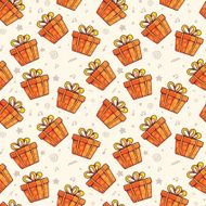 Vector pattern of many red gift boxes with bows