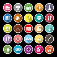 Art activity flat icons with long shadow
