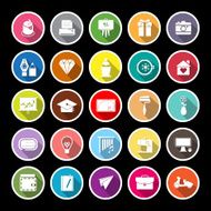 Art and creation flat icons with long shadow