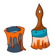 Paint Brush and Bucket Vector Illustration