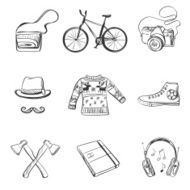hand-drawn Hipster style icon set