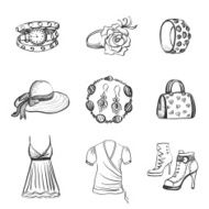 Hand drawn Fashion icons N2