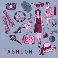 Hand drawn fashion background N2