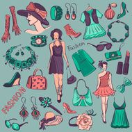 Hand drawn Beauty and Fashion collection N2