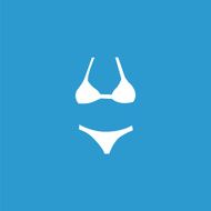 swimsuit icon isolated white on the blue background