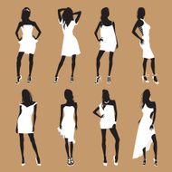 Eight women in white dresses