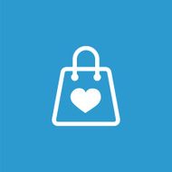 shopping bag icon isolated white on the blue background