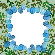 Decorative frame of blue roses Vintage background flowers V