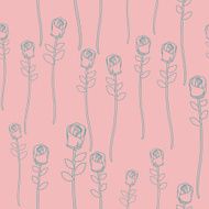 Vintage roses on pink background seamless pattern Vector retro