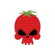 Ripe Strawberry skull Red head skeleton with texture of berries