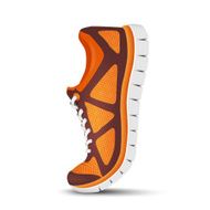 Realistic bright curved sport shoes for running Vector illustration