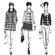 Fashion vector illustration in black and white