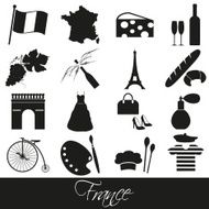 france country theme symbols and icons set eps10