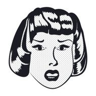 Sad Woman face with open mouth Vector