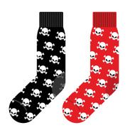 Black and Red socks with skull Vector illustration accessories