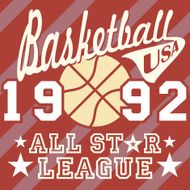 Basketball all star league artwork typography poster t-shirt design vector N2