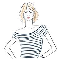 Fashionable girl in a striped T-shirt
