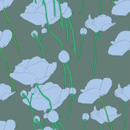 Poppies blue pattern