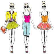Three women in summer clothes
