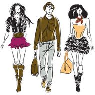 Three fashion models on the catwalk N2