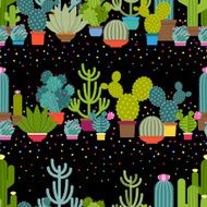 Horizontal patterns of cactus in flat style