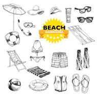 Hand drawn vector illustration Beach essentials set N3
