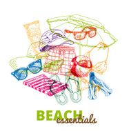 Hand drawn vector illustration Beach essentials