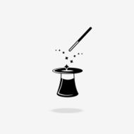 Magic wand and hat icon